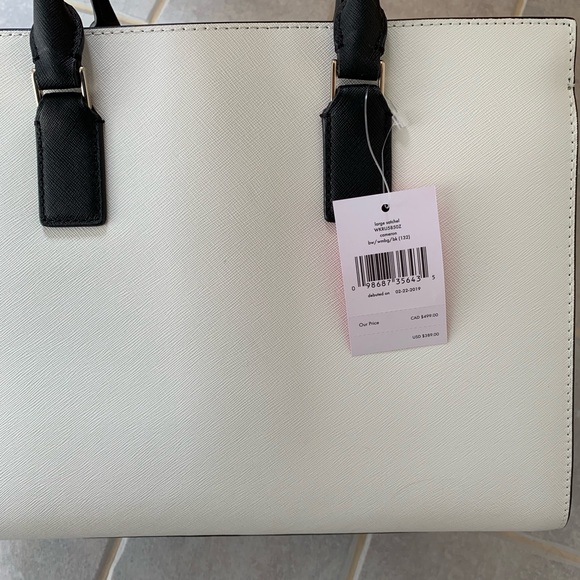 KATE SPADE LARGE CAMERON SATCHEL BEIGE BLACK BAG - Picture 5 of 7